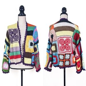 🦋LAST🦋 NWT Saachi Willa Granny Hand Crochet Block Jacket